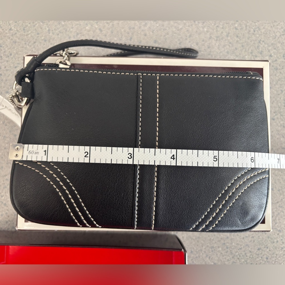 NWT COACH Small Black Soft Smooth Leather Mini Purse Wristlet Bag NEW - Picture 7 of 10